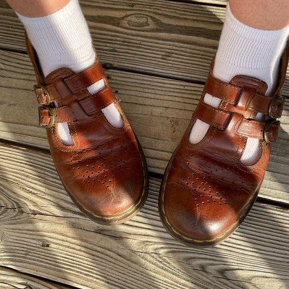 Dr. Martens Shoes - Dr. Martens Double Strap Brown Mary Janes B62